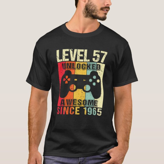Camiseta Level 57 Unlocked 57Th Birthday Gamer Awesome Sinc (Frente)