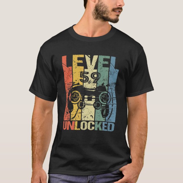 Camiseta Level 59 Unlocked Awesome 1963 Video Game 59Th Bir (Frente)
