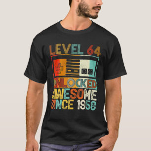 Camiseta Level 64 Unlocked Awesome Since 1958 64Th Birthday