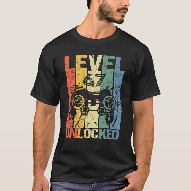 Camiseta Level 67 Unlocked Awesome 1955 Video Game 67th Bir (Frente)
