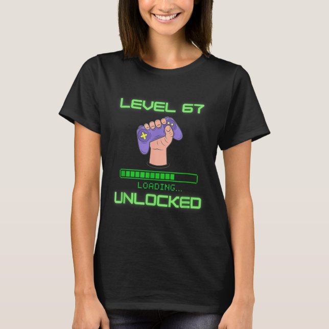 Camiseta Level 67 Unlocked Gaming 6-7 School Meme Six Seven (Frente)