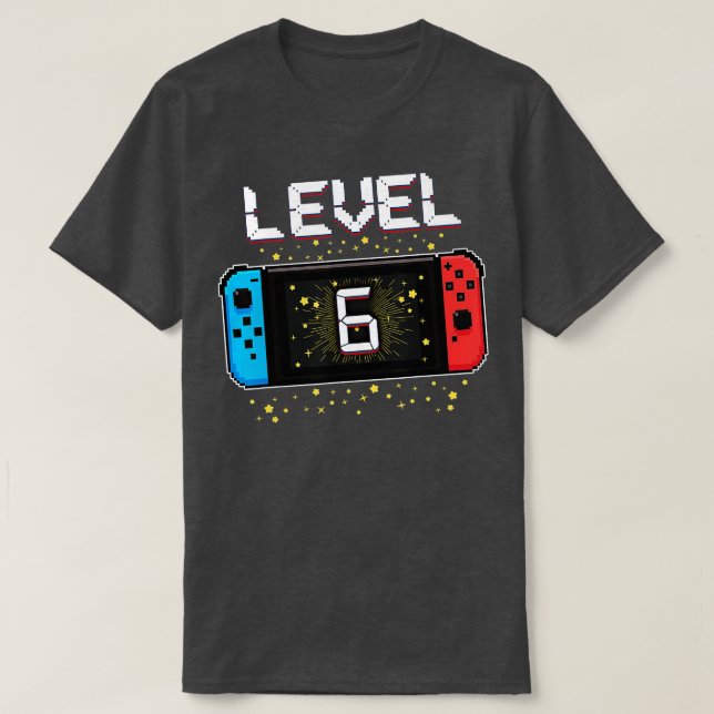 Camiseta Level 6 Birthday Gaming 6 Year Old Video Games Gif (Frente do Design)