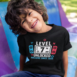 Camiseta LEVEL 7 UNLOCKED Gamer Birthday – Custom Year