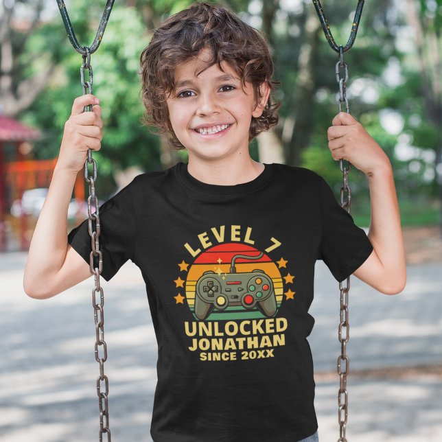 Camiseta Level 7 Unlocked Gamer Boy Birthday 7 (Criador carregado)