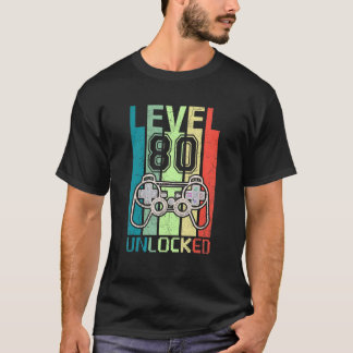 Camiseta Level 80 Unlocked Video Gamer 80th Birthday Tee