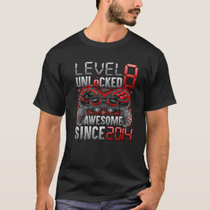 Camiseta Level 8 Unlocked Awesome Since 2014 8Th Birthday G