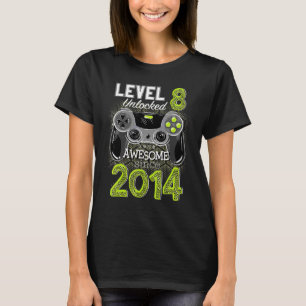 Camiseta Level 8 Unlocked Awesome Since 2014 Video Gamer 8