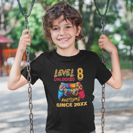 Camiseta Level 8 Unlocked - Fun Birthday 8 Gamer 