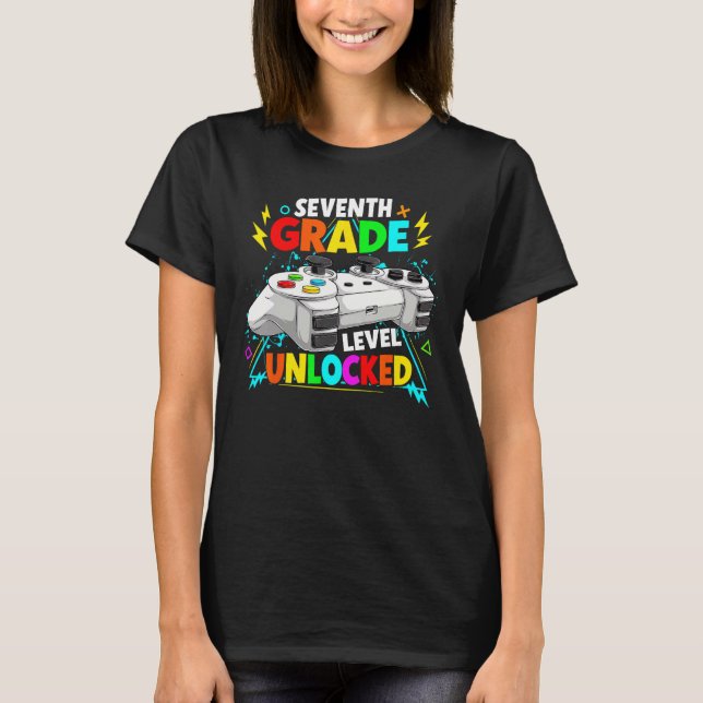 Camiseta Level Unlocked 7th Grade Video Game 7th Grade Cont (Frente)