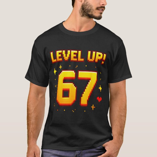 Camiseta Level Up 67 Funny Gaming 6 7 Meme Gen Alpha Slang  (Frente)