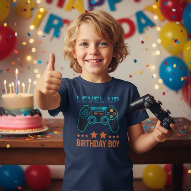 Camiseta Level Up Birthday Boy Gamer Kids T-Shirt (Criador carregado)