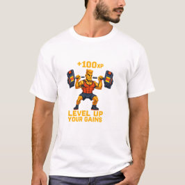 Camiseta Level Up Your Gains Gamer Fitness T-Shirt Design