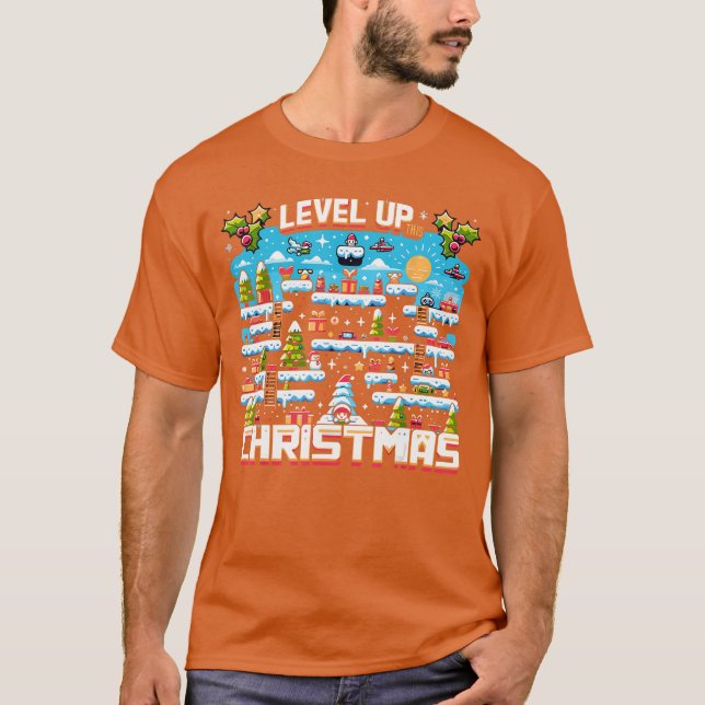 Camiseta Level Uphis Christmas Gamer Controller Holiday Gam (Frente)
