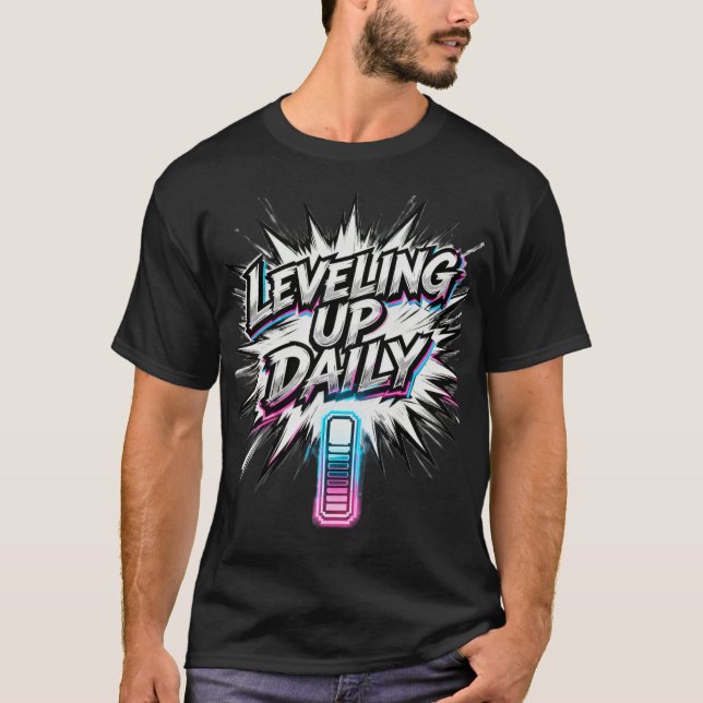 Camiseta Leveling Up Daily Anime Gym Motivation Shirt (Frente)