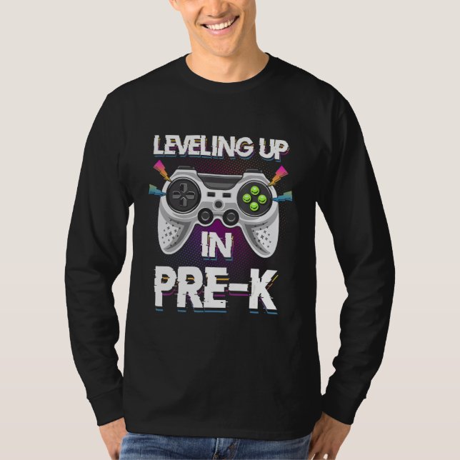 Camiseta Leveling Up In Pre k Video Gaming Tees Students Bo (Frente)