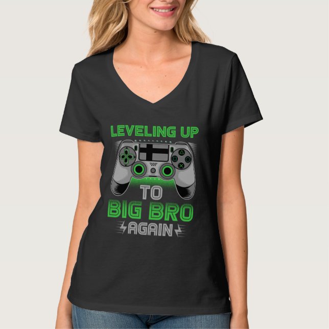 Camiseta Leveling Up To Big Bro Again Video Gamer Big Broth (Frente)