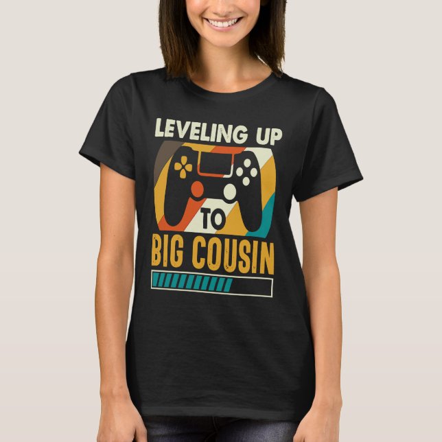 Camiseta Leveling Up To Big Cousin Baby Announcement Player (Frente)