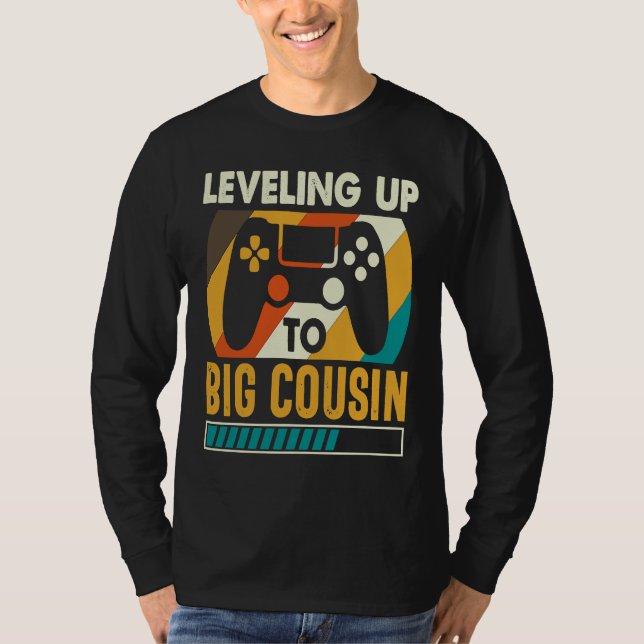 Camiseta Leveling Up To Big Cousin Baby Announcement Player (Frente)