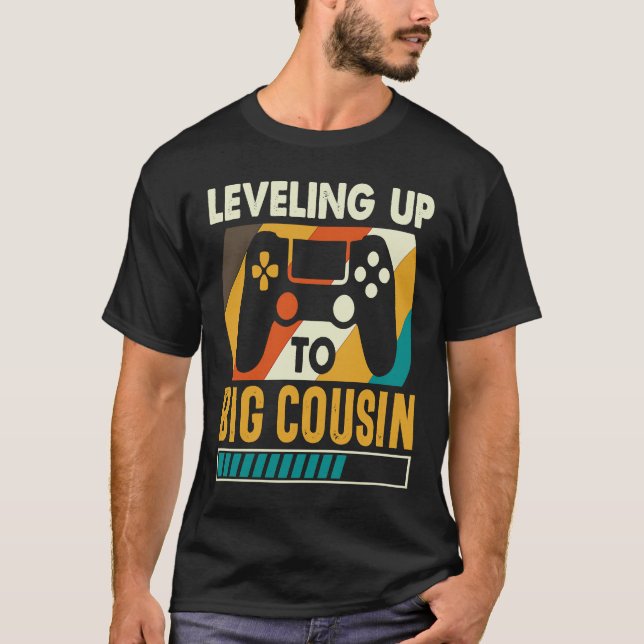 Camiseta Leveling Up To Big Cousin Baby Announcement Player (Frente)