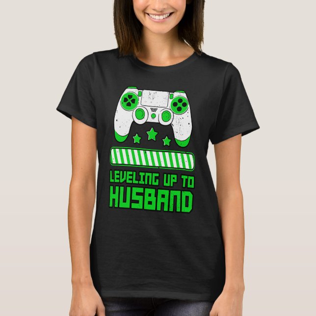 Camiseta Leveling Up To Husband Gamer Boyfriend Game Contro (Frente)