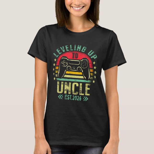 Camiseta Leveling Up To Uncle 2026 Funny Gamer Soon To Be U (Frente)