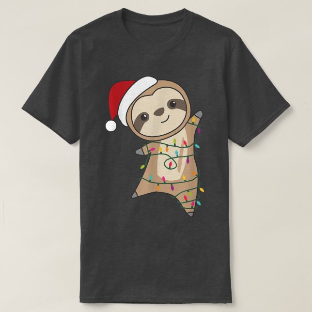 Camiseta Leves Animais de Natal Fadas Luzes Leves Christm (Frente do Design)