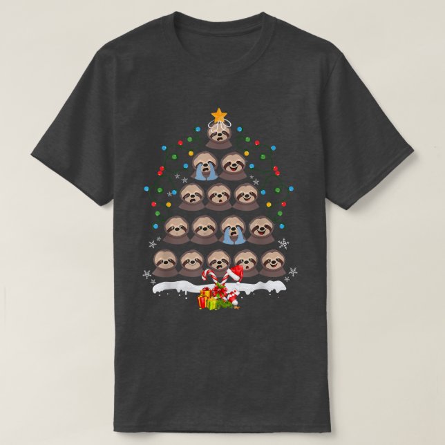 Camiseta Leves Árvore de Natal Luzes de Santa Chapéu Bonito (Frente do Design)