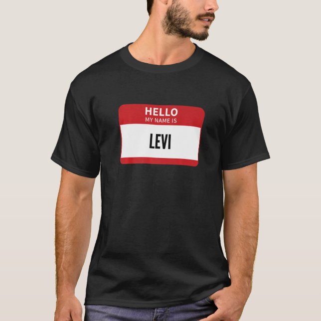 Camiseta Levi Nome de etiqueta Hello Meu Nome É Levi (Frente)
