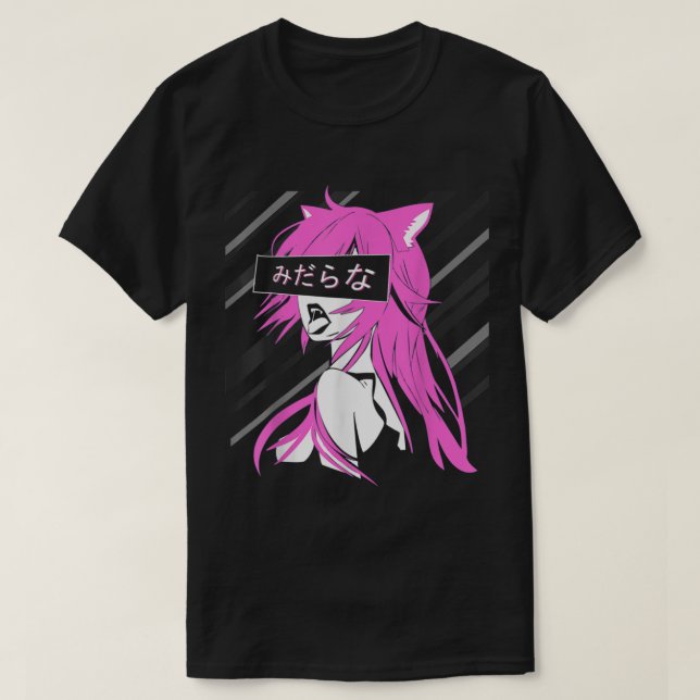 Camiseta Lewd waifu Néko, uma garota predadora japonesa (Frente do Design)