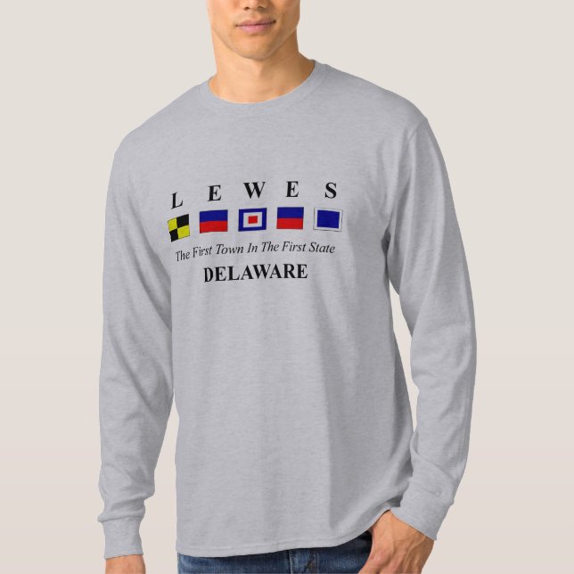 Camiseta Lewes, DE 2 - soletração náutica da bandeira (Frente)