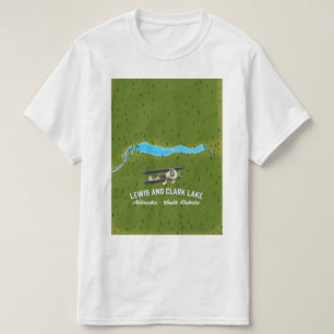 Camiseta lewis e clark Lake map poster.