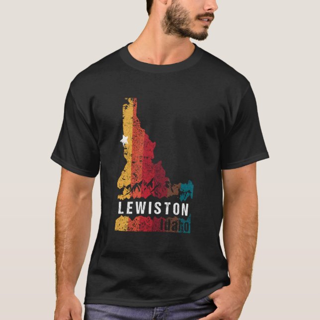 Camiseta Lewiston Idaho Retro Grunge State Map Novelly Grap (Frente)