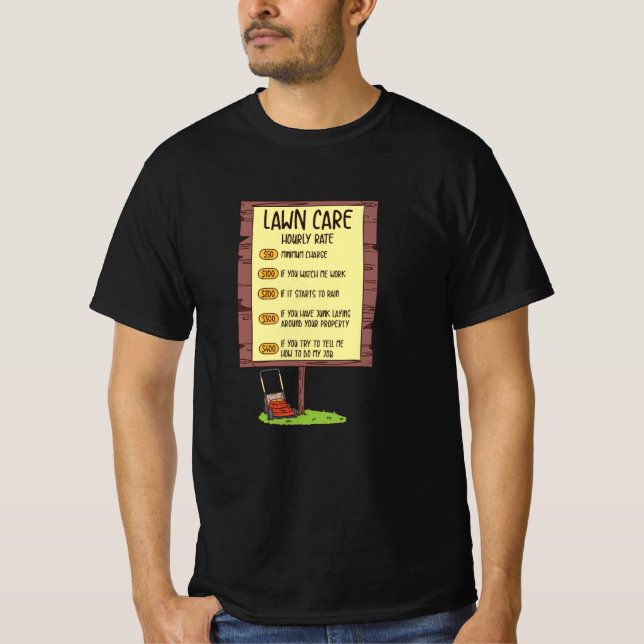 Camiseta Lewn Mower - Lawn Care Hhour Rate (Frente)