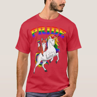Camiseta LGB Fox Unicorn Gay Pride Rainbow LGBQ Cute Gift