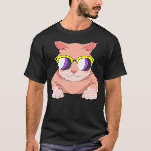 Camiseta Lgbt Agênero   Óculos de Sol Gato Bandeira Não Bin