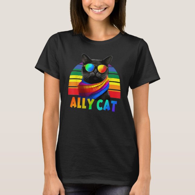 Camiseta LGBT Aliado Gato Seja Gentil Arco-íris Gay Bandeir (Frente)