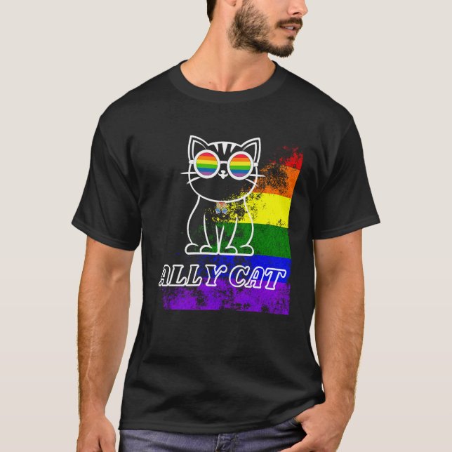 Camiseta LGBT Ally Cat Be Kind Gay Rainbow LGBTQ (Frente)