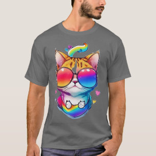 Camiseta LGBT Ally Cat Engraçado LGBTQ T Dotada Ideia Ally
