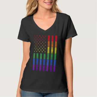 Camiseta Lgbt American Flag Pride Rainbow Gay Lesbian Bi Tr