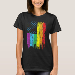 Camiseta Lgbt American Flag Pride Vintage Antigo Patriótic