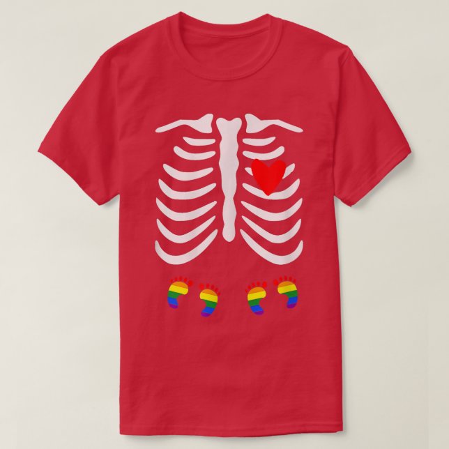 Camiseta Lgbt Anúncio De Gravidez Twin Skeleton Baby Les (Frente do Design)