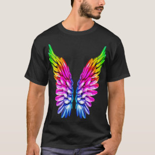 Camiseta LGBT Asas Arco-Íris Gay Arco-Íris Ange Orgulho Lés