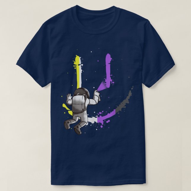 Camiseta LGBT Astronaut Paint Smile Nonbinary Pride Genderq (Frente do Design)
