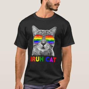 Camiseta LGBT Bruh Gato Orgulho Gay Bandeira Arco-Íris LGBT