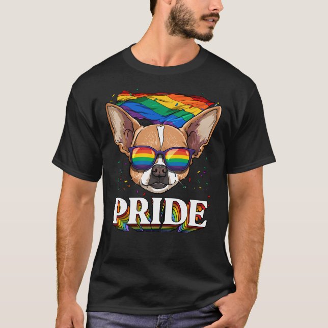 Camiseta Lgbt Chihuahua Orgulho gay Lgbtq Rainbow Flag Sung (Frente)