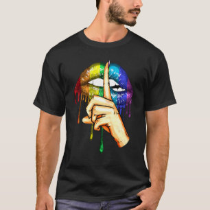 Camiseta Lgbt Coleta Lábios da Mão do Orgulho gay Arco-Íris