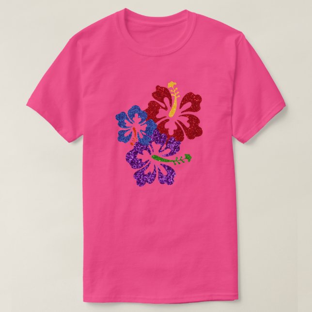 Camiseta LGBT - Cores do Orgulho LGBT Hibiscus (Frente do Design)