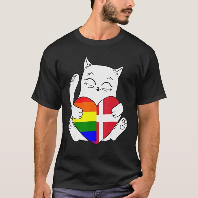 Camiseta LGBT Denmark Cat Ally Animal  Pride Supporter (Frente)