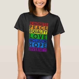 Camiseta LGBT Engraçado Igualdade Amor Bondade Paz Gay Lésb