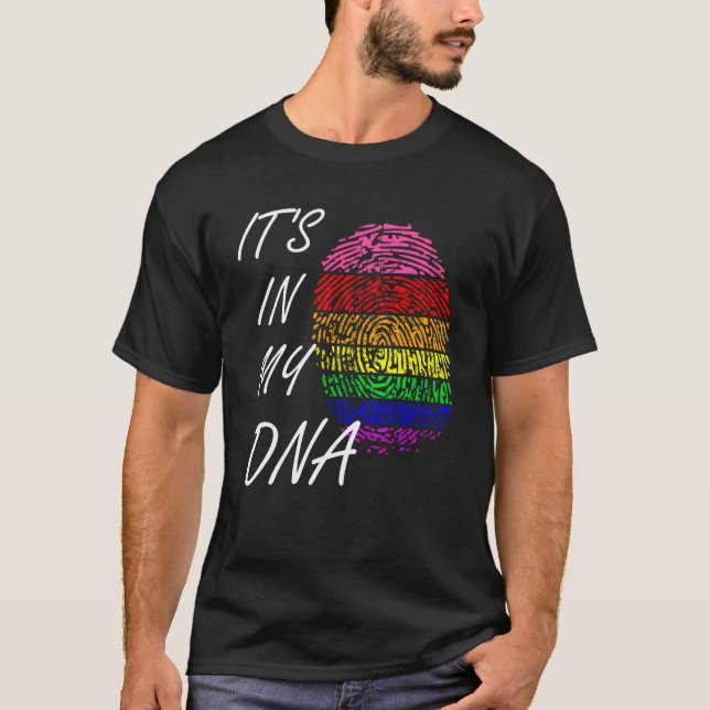 Camiseta LGBT Está no meu DNA Fingerprint Lésbica Orgulho g (Frente)